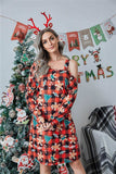 Christmas Asymmetrical Neck Long Sleeve Dress - Trendsi - Flyclothing LLC