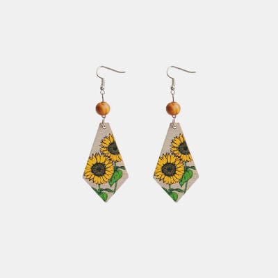 Floral Wooden Teardrop Earrings - Trendsi