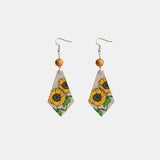 Floral Wooden Teardrop Earrings - Trendsi