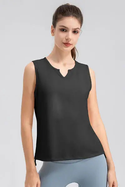 Notched Wide Strap Active Tank - Trendsi - Flyclothing LLC