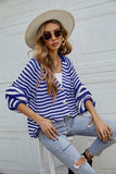 Striped Button Up Long Sleeve Cardigan - Trendsi - Flyclothing LLC