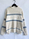 Geometric Mock Neck Dropped Shoulder Sweater - Trendsi - Flyclothing LLC