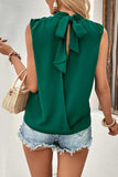 Tied Mock Neck Blouse - Trendsi - Flyclothing LLC