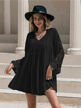 Lace Detail V-Neck Mini Dress - Trendsi - Flyclothing LLC