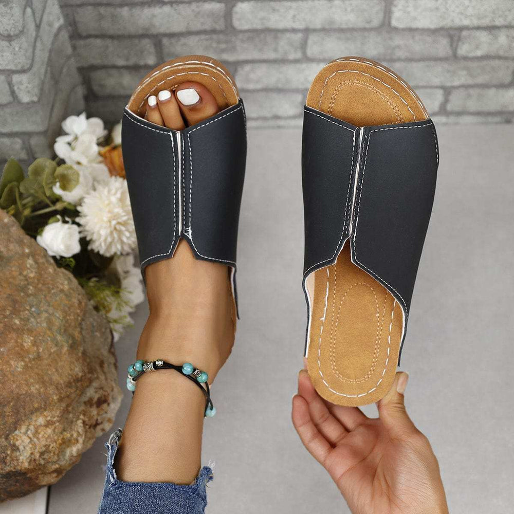 PU Leather Open Toe Sandals - Trendsi - Flyclothing LLC