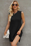 Round Neck Slit Sleeveless Sweater Dress - Trendsi - Flyclothing LLC