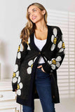 Double Take Floral Button Down Longline Cardigan - Trendsi