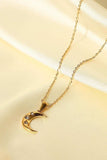 18K Gold Plated Inlaid Zircon Moon Pendant Necklace - Trendsi - Flyclothing LLC
