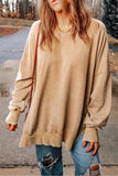 Dropped Shoulder Round Neck Long Sleeve Blouse - Trendsi - Flyclothing LLC