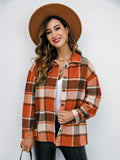 Plaid Button-Down Jacket - Trendsi