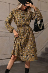 Printed Long Sleeve Midi Dress - Trendsi - Flyclothing LLC