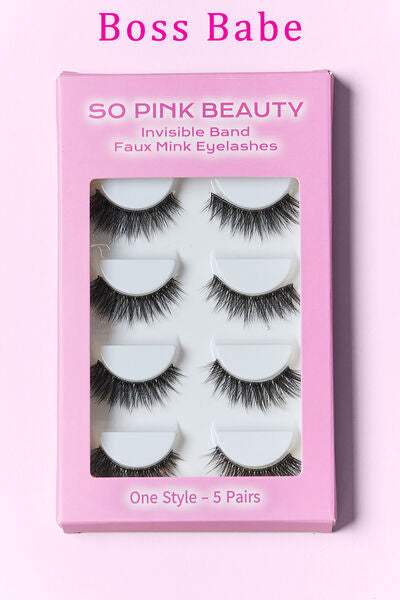 SO PINK BEAUTY Faux Mink Eyelashes 5 Pairs - Trendsi - Flyclothing LLC