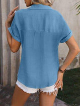 Button Up Short Sleeve Shirt - Trendsi - Flyclothing LLC