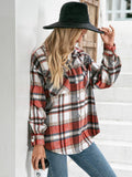 Meet You Outside Plaid Button Down Curved Hem Shacket - Trendsi