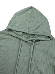 Textured Drawstring Long Sleeve Hooded Dress - Flyclothing LLC