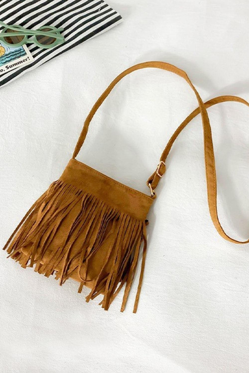 PU Leather Crossbody Bag with Fringe - Trendsi