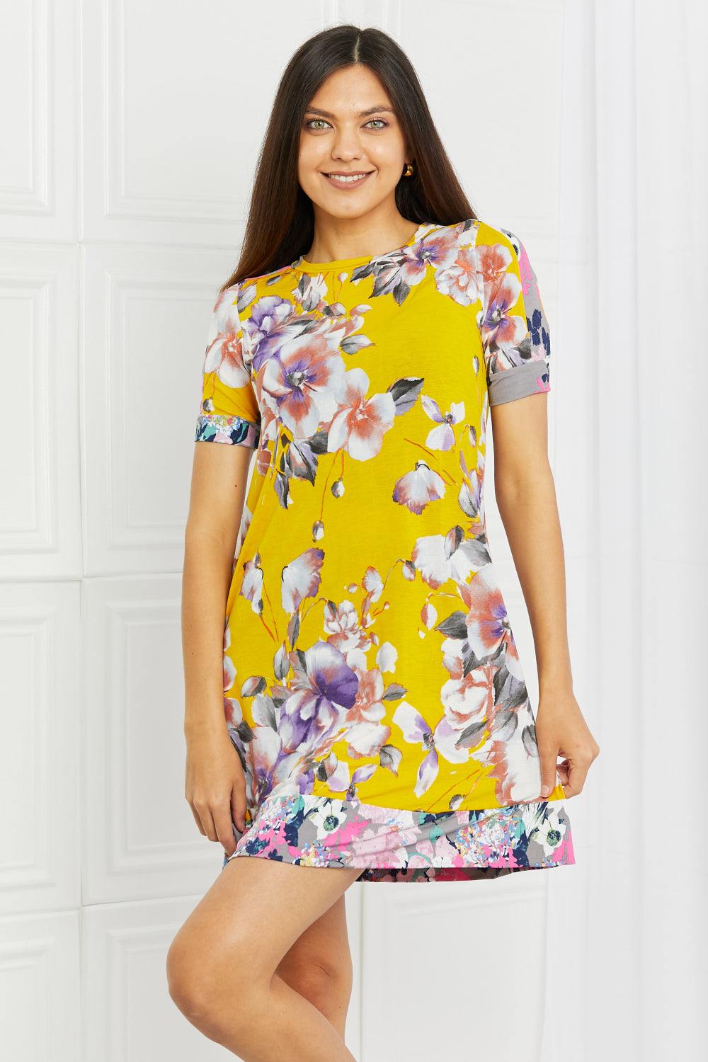 Celeste In The Meadow Full Size Contrast Mini Dress - Trendsi