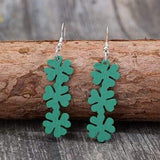 Lucky Clover Wooden Dangle Earrings - Trendsi - Flyclothing LLC