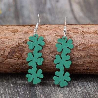 Lucky Clover Wooden Dangle Earrings - Trendsi - Flyclothing LLC