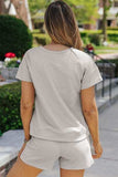 Textured Round Neck T-Shirt and Shorts Set - Trendsi - Flyclothing LLC
