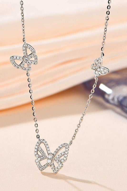 Moissanite Butterfly Shape Necklace - Trendsi - Flyclothing LLC