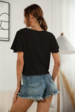 Decorative Button V-Neck Tied Blouse - Trendsi - Flyclothing LLC