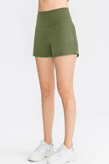 Wide Waistband Sports Shorts with Pockets - Trendsi - Flyclothing LLC