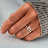 Knotted Heart Shape Inlaid Zircon Ring - Trendsi