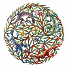 Four Geckos Painted Metal Wall Art - Croix des Bouquets - Croix des Bouquets