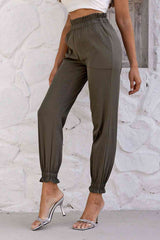 Paperbag Waist Pants with Pockets - Trendsi - Flyclothing LLC