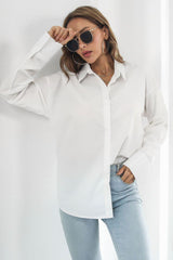 Dropped Shoulder Longline Shirt - Trendsi