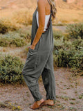 Double Take Full Size Sleeveless V-Neck Pocketed Jumpsuit - Trendsi - Flyclothing LLC