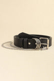PU Leather Alloy Chain Belt - Trendsi