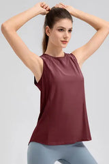 Round Neck Wide strap Active Tank - Trendsi - Flyclothing LLC