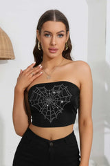 Heart Spider Web Graphic Tube Top - Trendsi - Flyclothing LLC