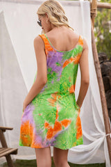 Tie-Dye Sleeveless Dress with Pockets - Flyclothing LLC