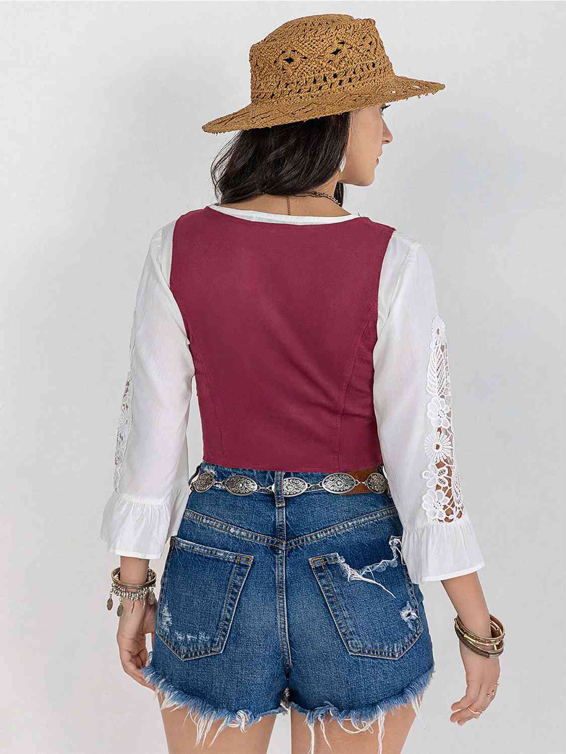 Fringe Lace-Up Vest - Trendsi - Flyclothing LLC