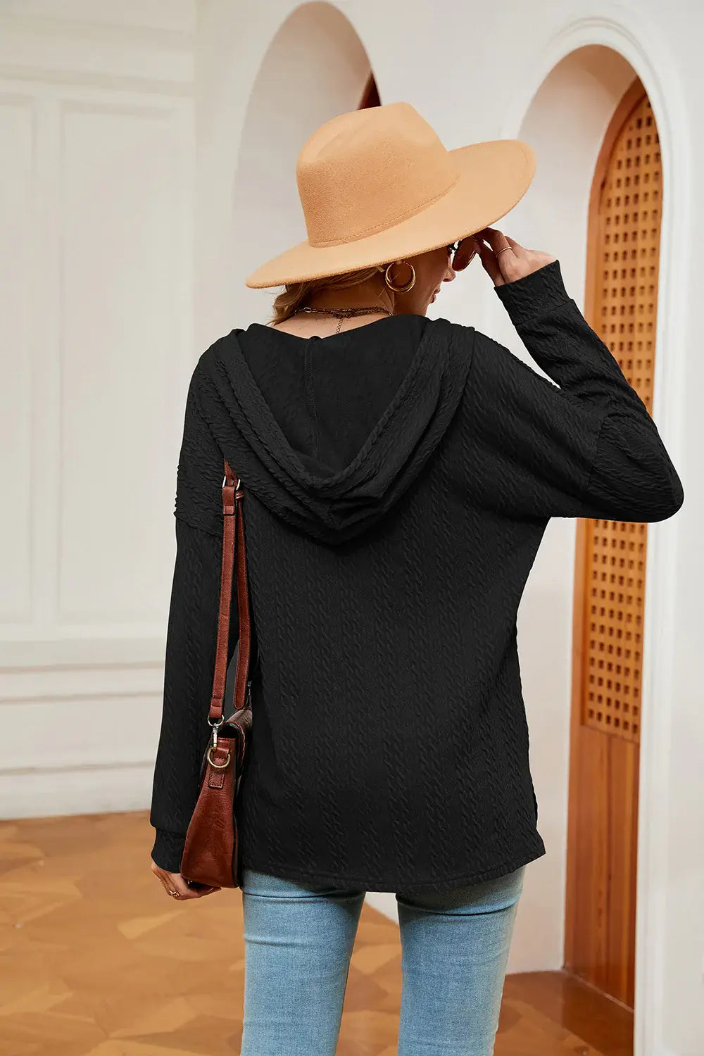 Half-Button Dropped Shoulder Hoodie - Trendsi - Flyclothing LLC
