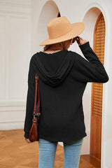 Half-Button Dropped Shoulder Hoodie - Trendsi
