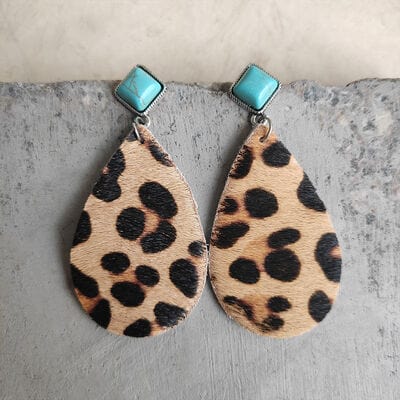 Artificial Turquoise Teardrop Earrings - Trendsi