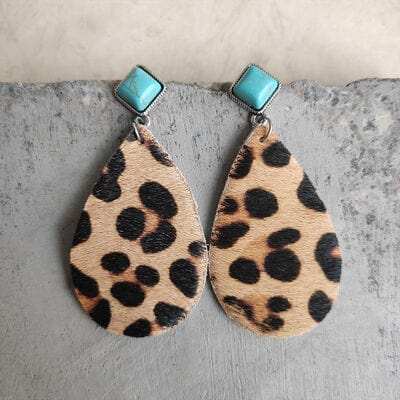 Artificial Turquoise Teardrop Earrings - Trendsi - Flyclothing LLC