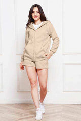 Zip Up Drawstring Hoodie and Shorts Set - Trendsi - Flyclothing LLC