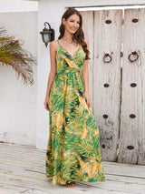 Printed Surplice Spaghetti Strap Dress - Trendsi - Flyclothing LLC