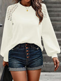 Lantern Sleeve Round Neck Blouse - Trendsi