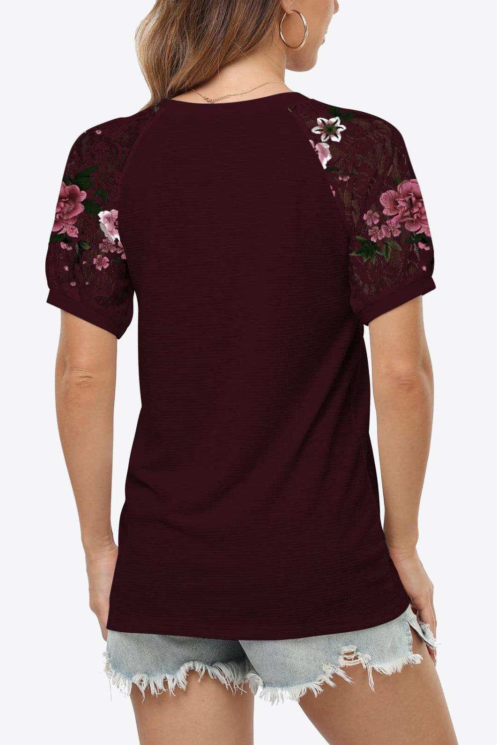 Short Sleeve V-Neck Tee - Trendsi - Flyclothing LLC