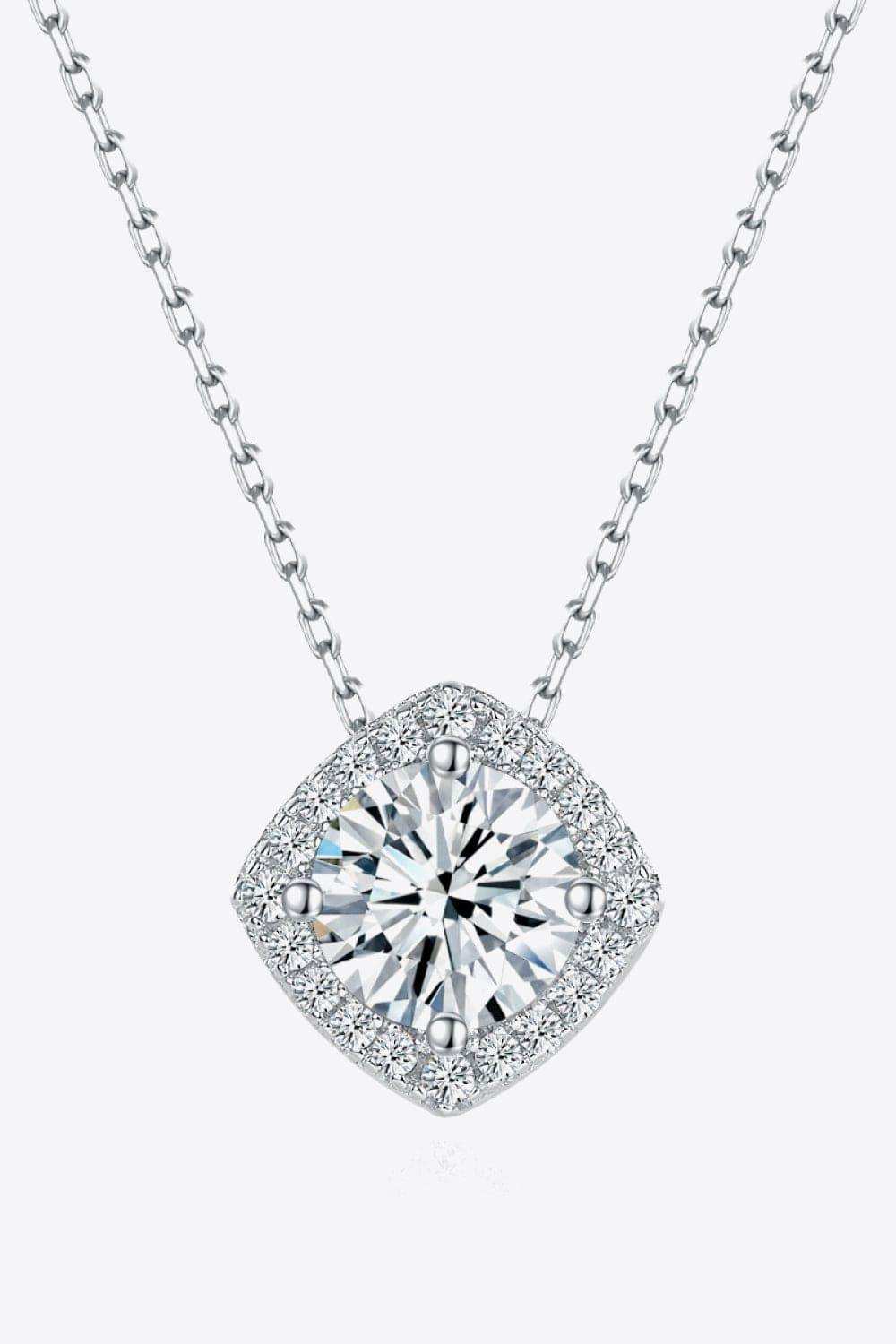 1 Carat Moissanite Geometric Pendant Necklace - Trendsi - Flyclothing LLC