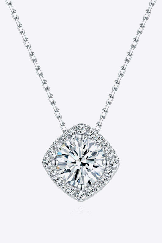 1 Carat Moissanite Geometric Pendant Necklace - Trendsi - Flyclothing LLC
