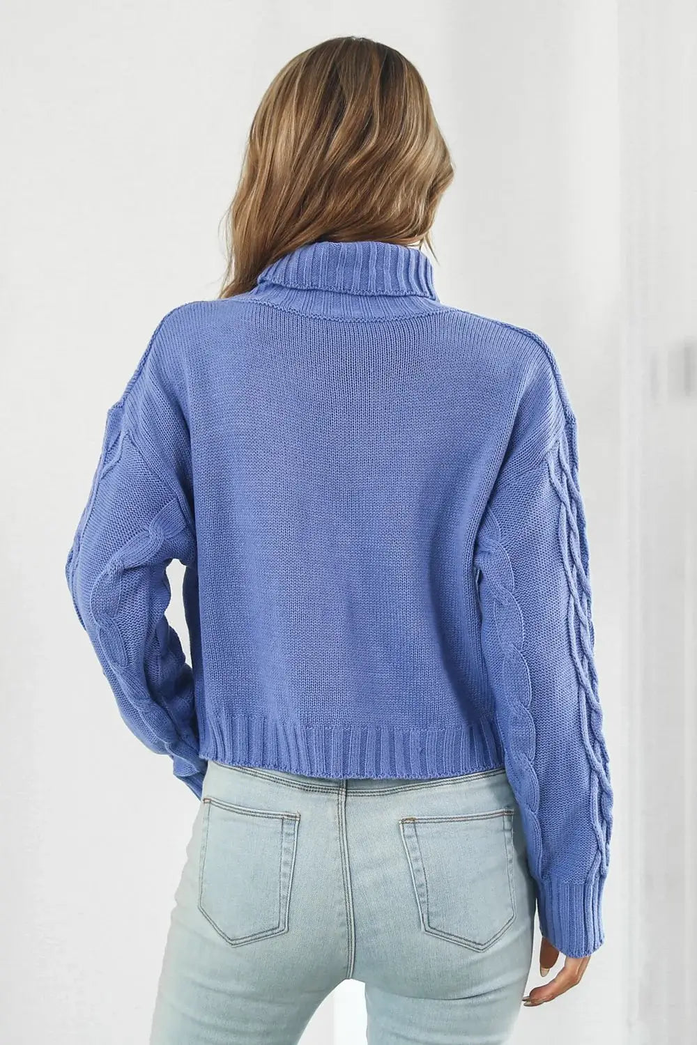 Turtleneck Dropped Shoulder Sweater - Trendsi - Flyclothing LLC