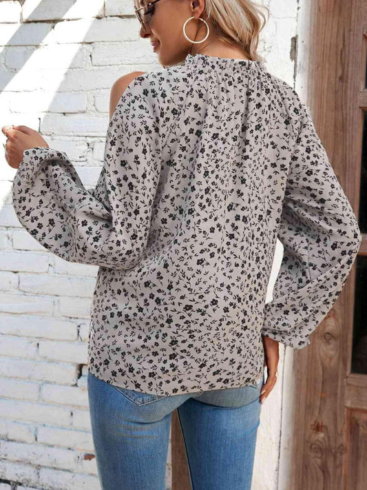 Floral Cold-Shoulder Blouse - Trendsi