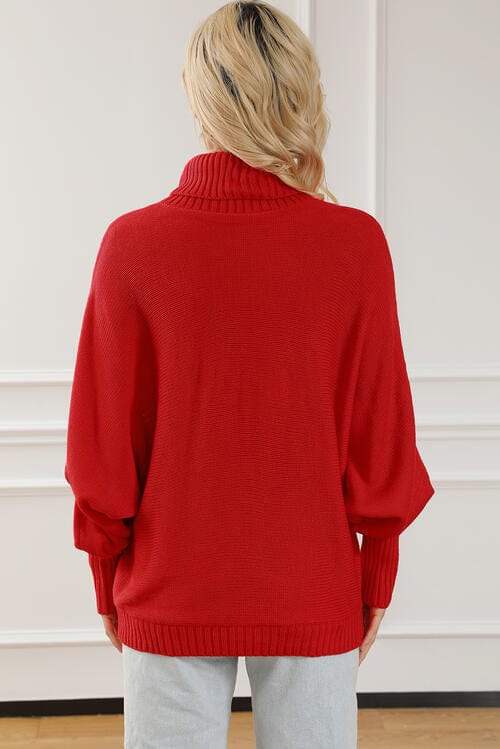 Merry Letter Embroidered High Neck Sweater - Trendsi - Flyclothing LLC